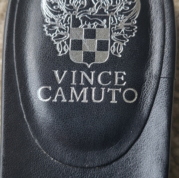 Vince Camuto Black & White Leather Suede Esulla Slide Slip On Sandals Size 10 - Picture 6 of 7